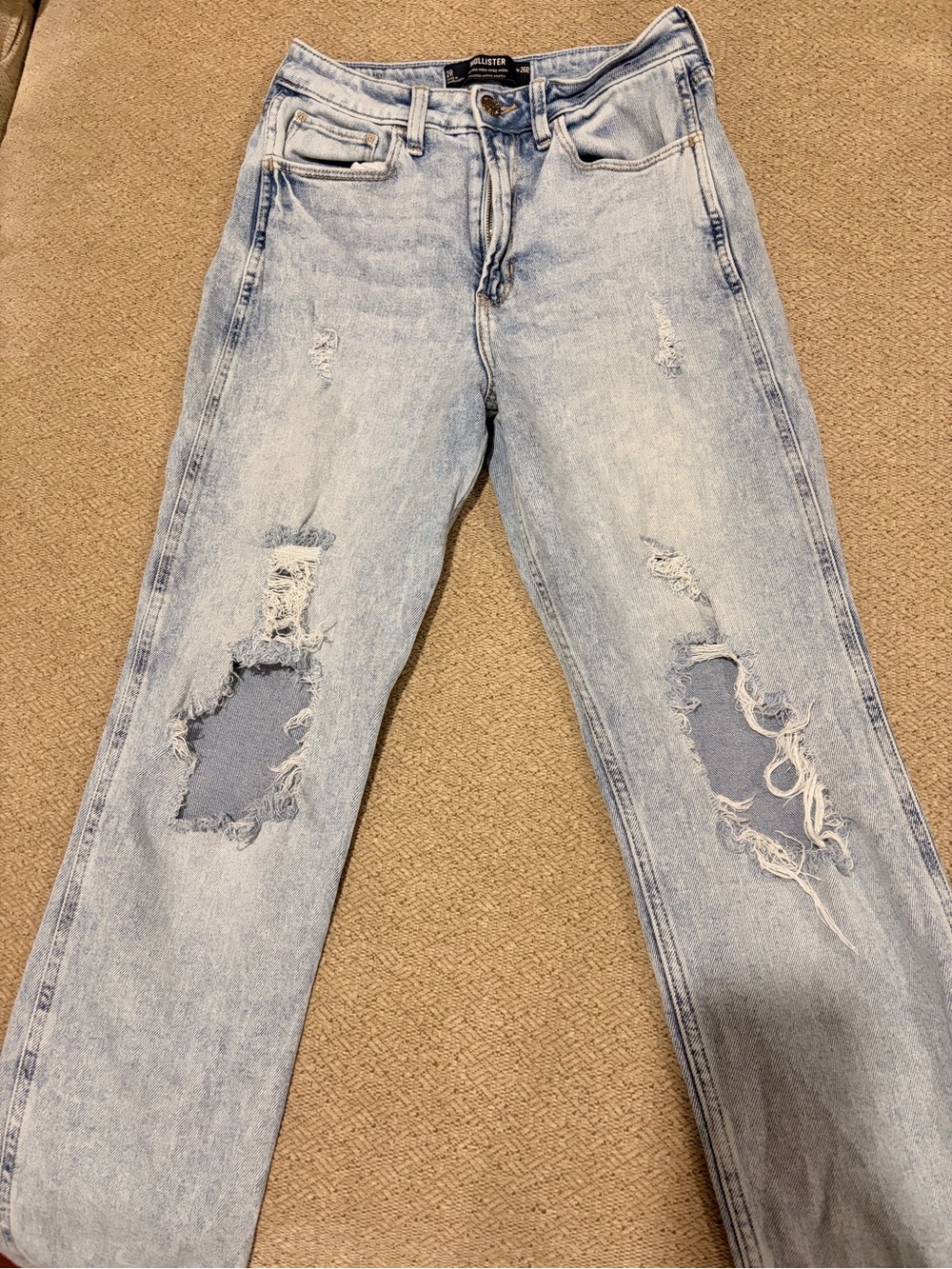 Hollister Light Blue Distressed Straight-Leg Jeans
